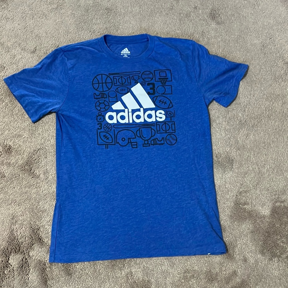 Adidas T-shirt, size large 14/16 blue